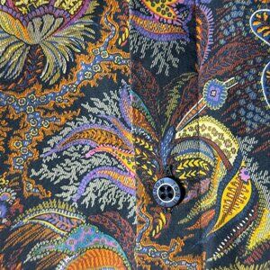 Vintage John Lennon Inspired Paisley Print Button-Up Blouse – Size L – Retro 60s